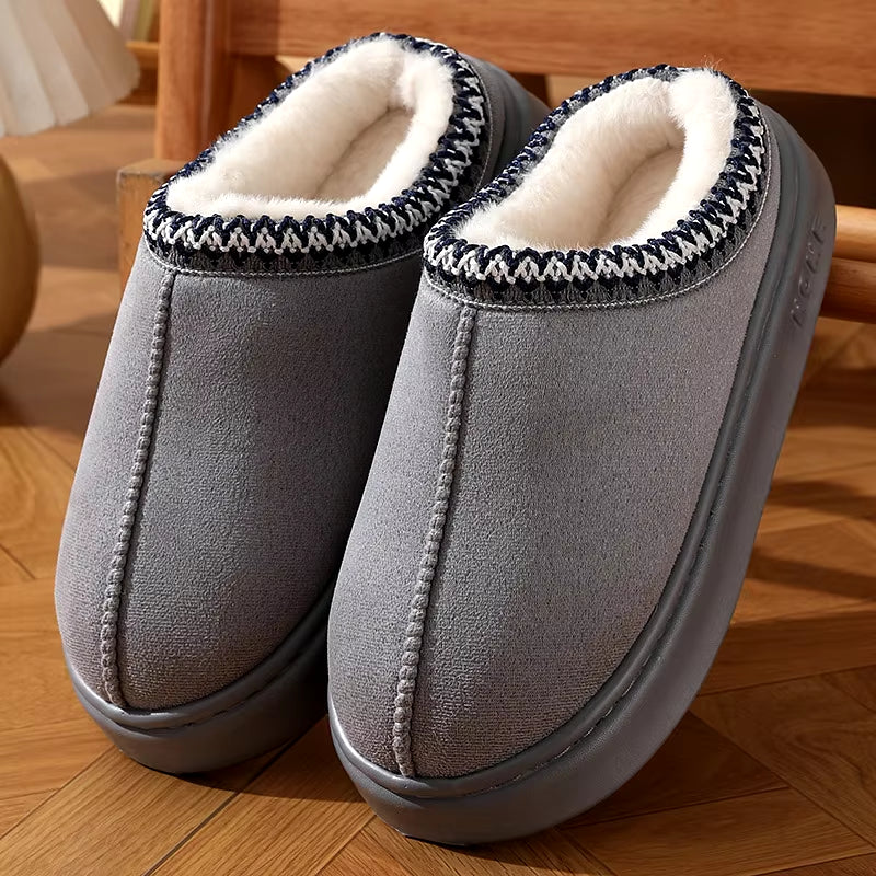 New Fashion Fluffy Platform Slippers for Women 2024 Winter Plush Warm Cotton Shoes Woman Comfort Non Slip Unisex Home Slippers